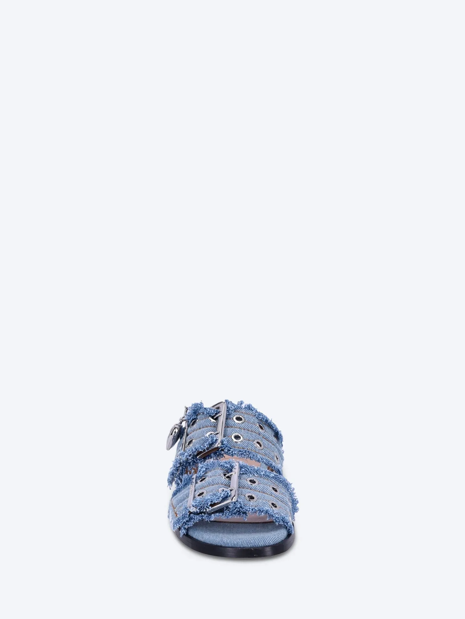 Buckle charms denim sandals