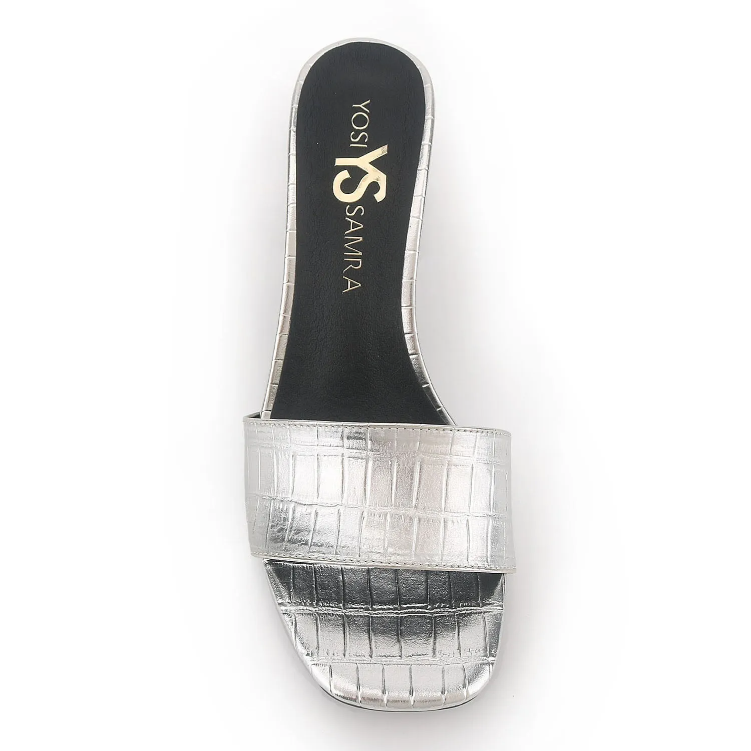 Danielle Heeled Slide in Silver Croc Print