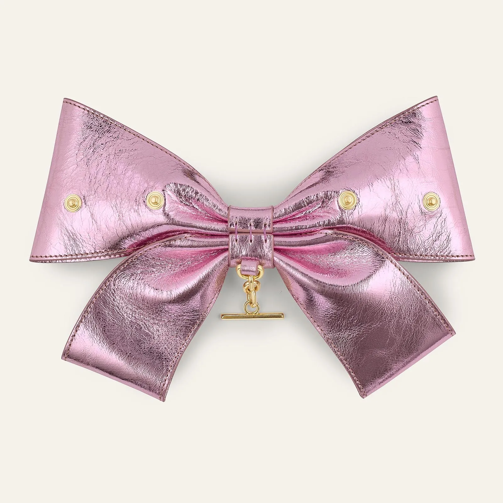 Deco Bow | Metallic Pink with Gold hardware