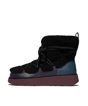 FitFlop Gen FF x Roksanda Curly Shearling Lace Ankle Boots Black Mix