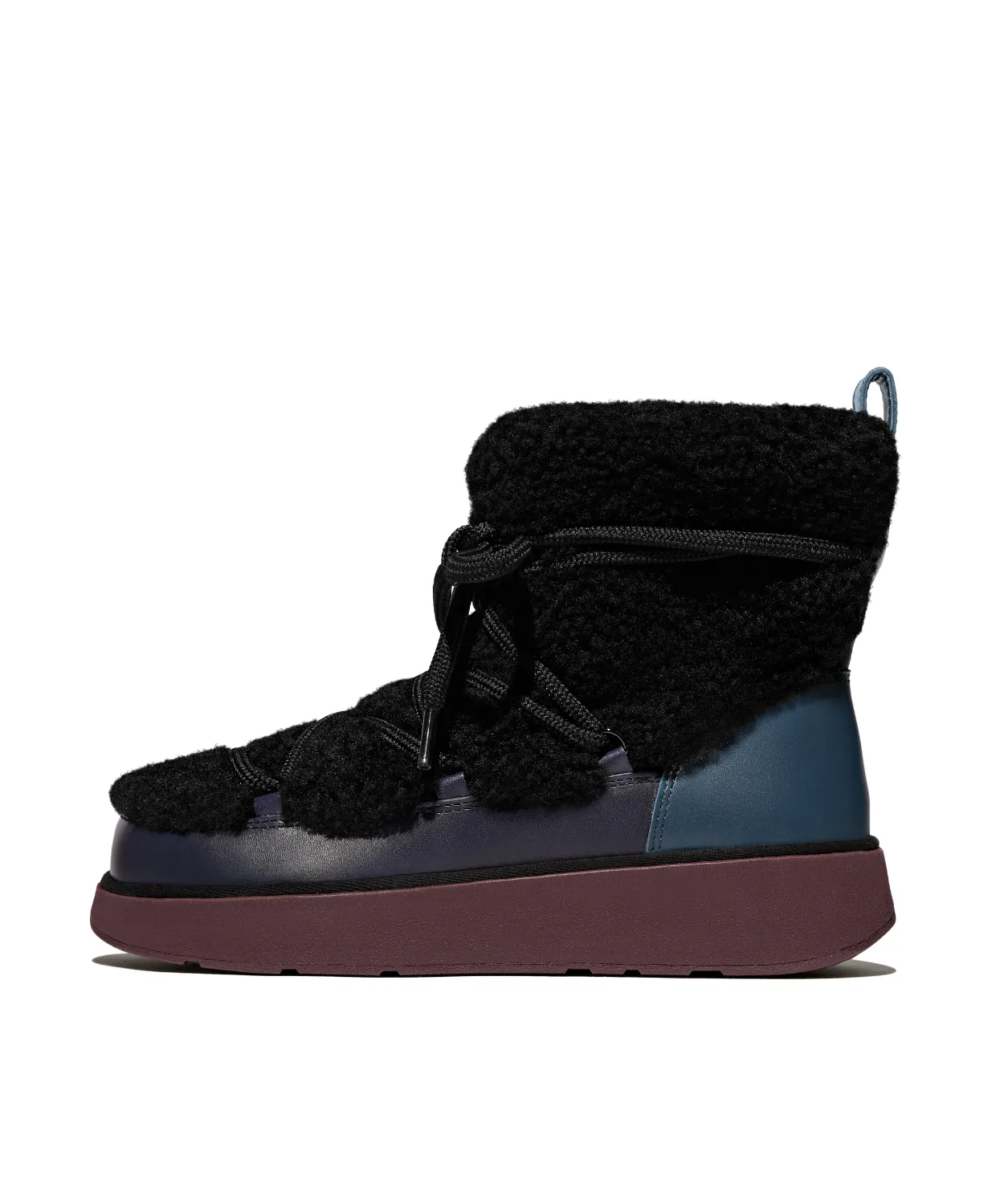 FitFlop Gen FF x Roksanda Curly Shearling Lace Ankle Boots Black Mix