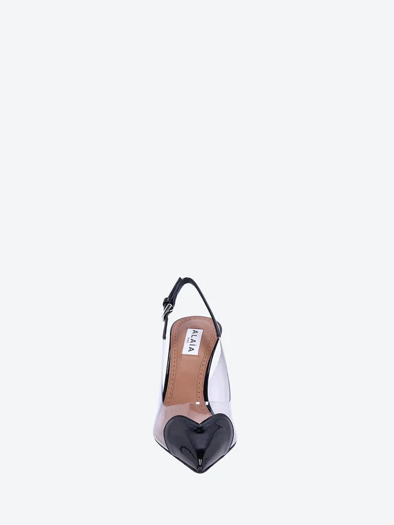 Le cœur slingbacks in patent calfskin