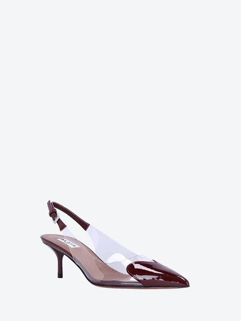 Le cœur slingbacks in patent lambskin