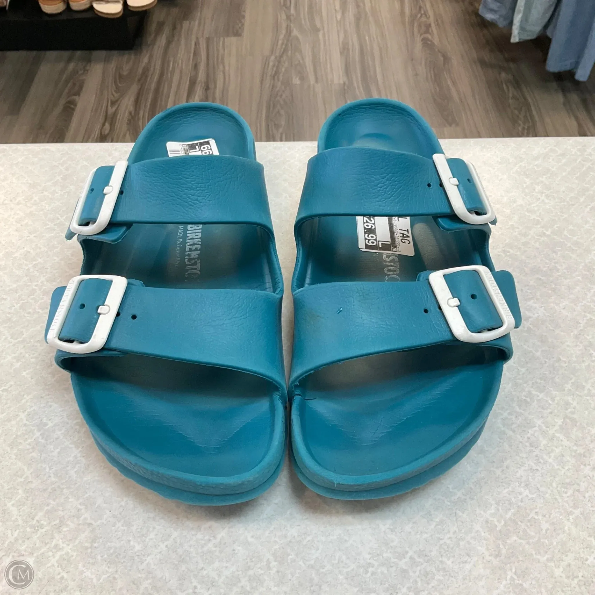 Sandals Flats By Birkenstock In Teal, Size: 9