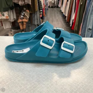 Sandals Flats By Birkenstock In Teal, Size: 9
