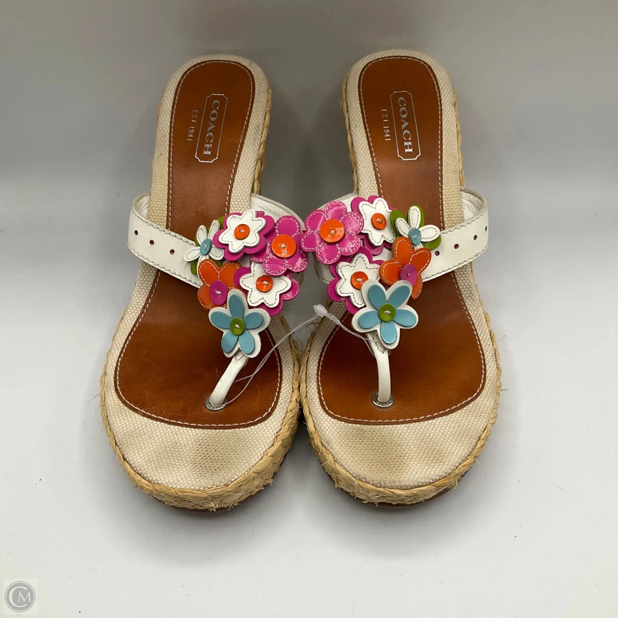Sandals Heels Block By Coach In Tan, Size: 8.5