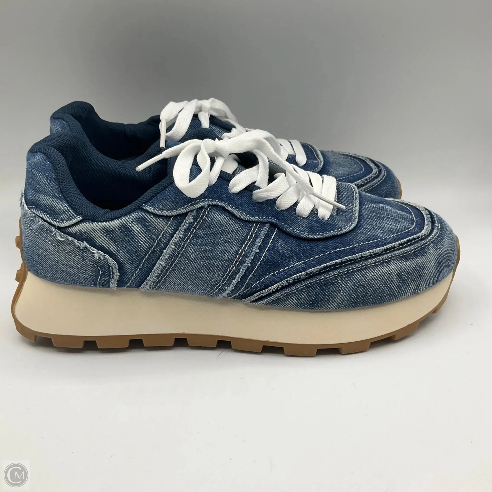 Shoes Sneakers By Fashion Nova In Blue Denim, Size: 8