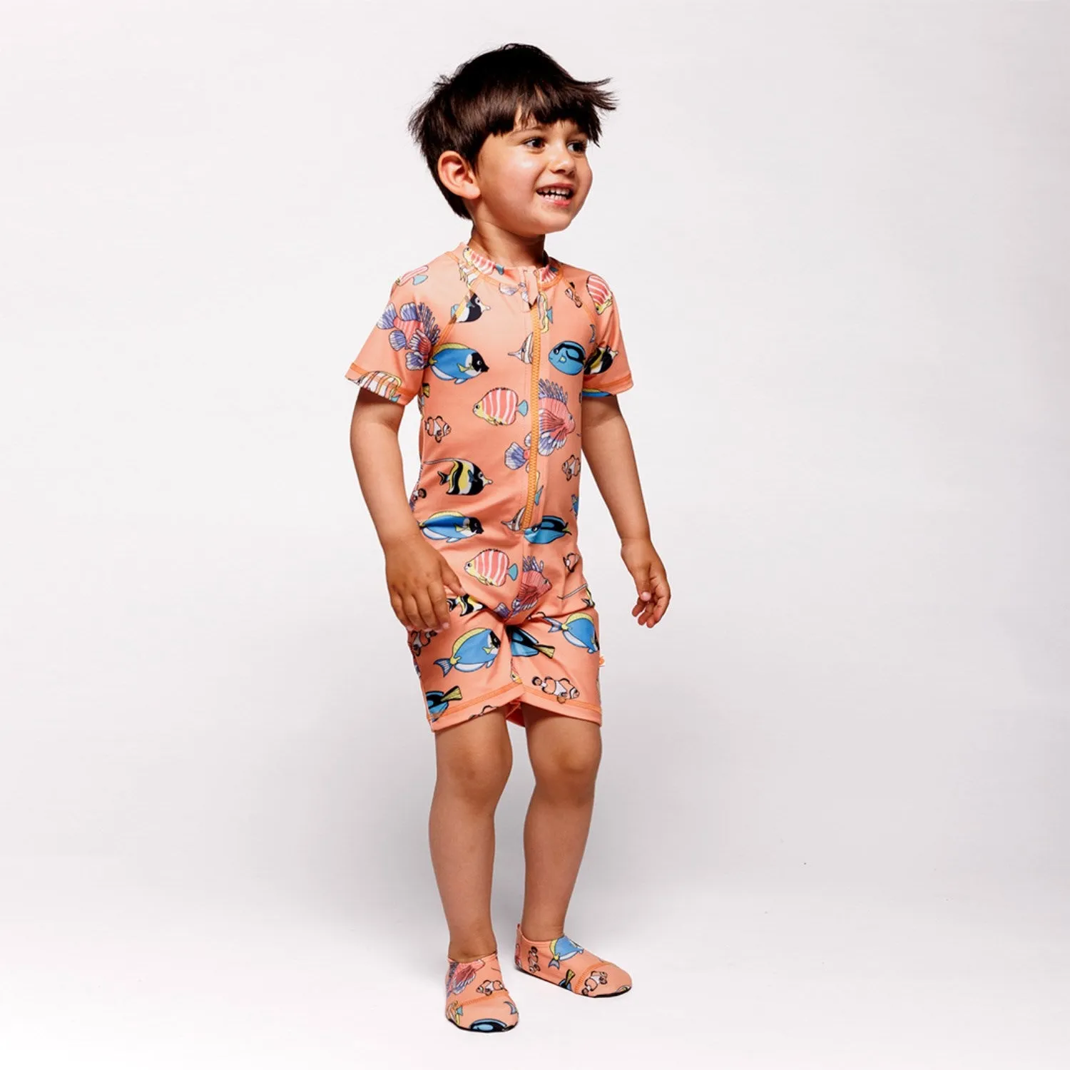 Småfolk Papaya UV50 Swim Shoes With fisk