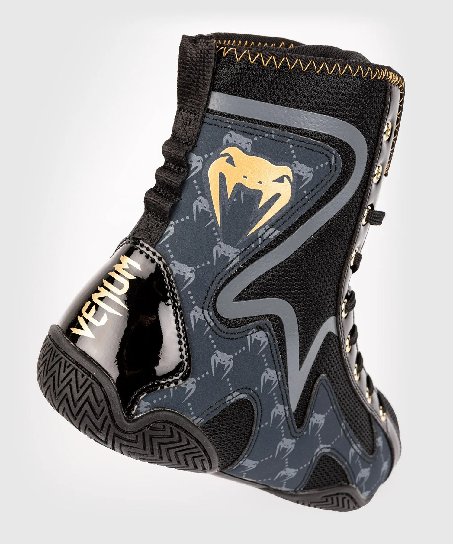 Venum Elite Evo Monogram Boxing Shoes – Black/Navy Blue